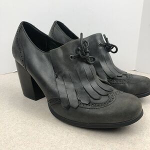 Women’s BORN Grey Lace Up Mary Jane Lace Up Oxford Block Heel Retro Size 10